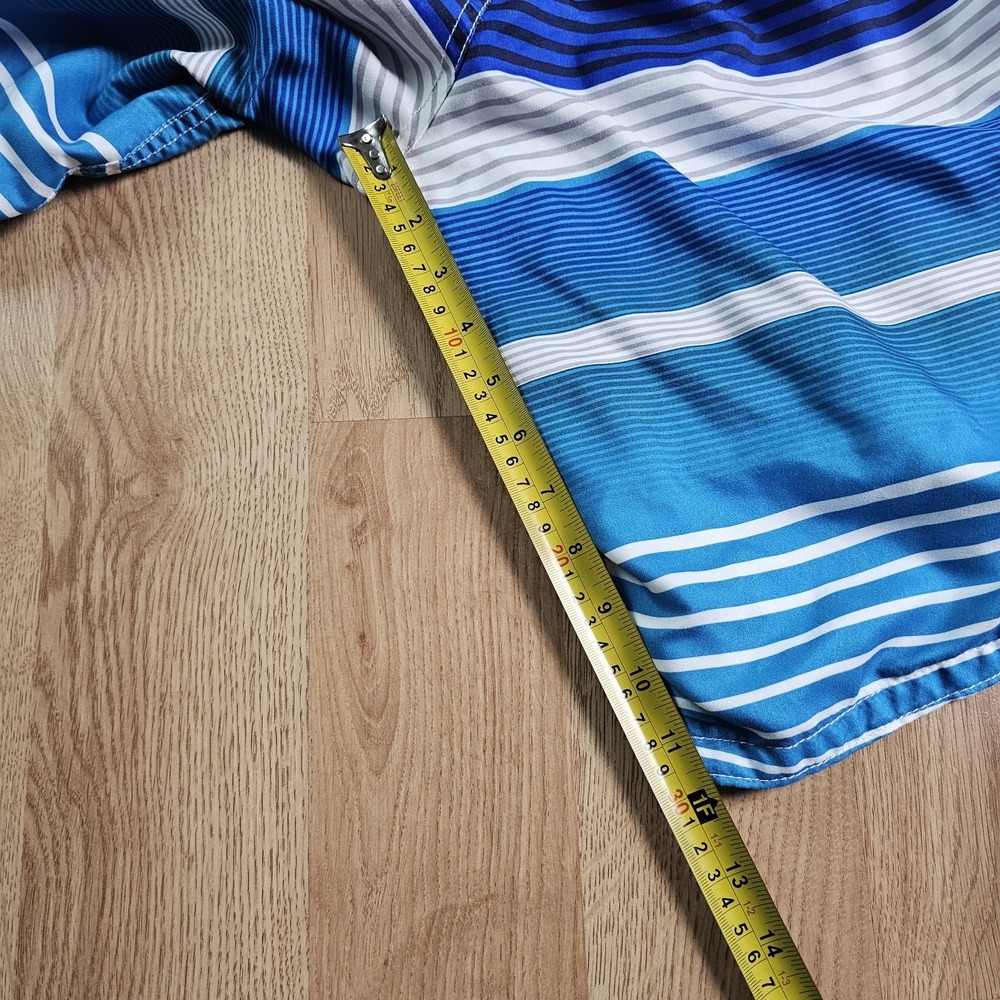 OP Ocean Pacific Swim Trunks Mens Large L Blue Striped Board Shorts Cargo Pocket - Picture 8 of 10